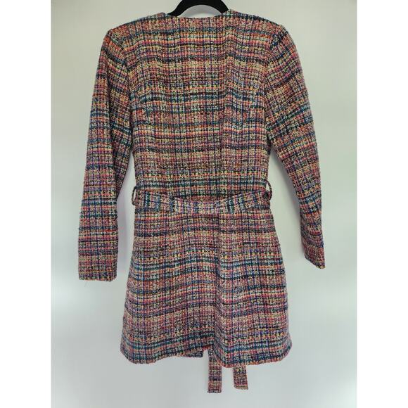 L'AGENCE Zuri Tweed Belted Jacket Size 4 Pink Multi #1G506 - Picture 8 of 13